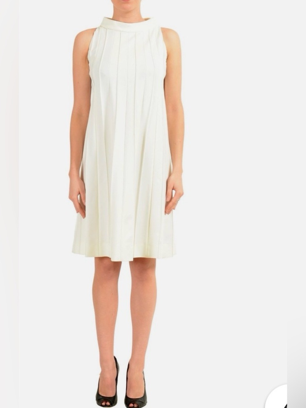Maison Margiela NWT ivory/ paint print pleated sleeveless midi dress-40 (US 6) - Picture 2 of 16